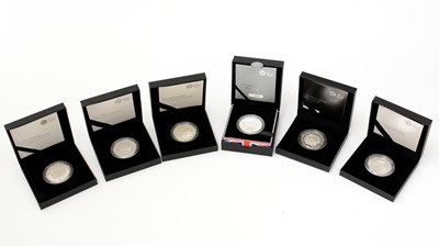 Lot 495 - The Royal Mint United Kingdom £5 Silver Proof Coins