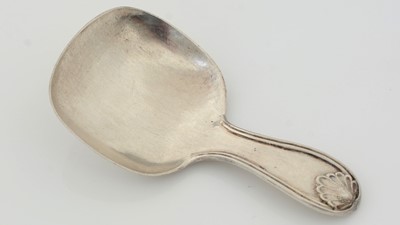 Lot 256 - A rare Chinese export silver caddy spoon; and a rounded square bowl