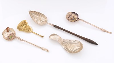 Lot 262 - Four silver caddy spoons, various