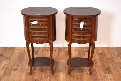 Lot 24 - A pair of decorative Louis XVI style bedside cabinets.