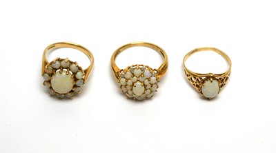 Lot 134 - Three opal rings