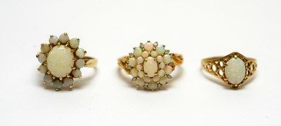 Lot 134 - Three opal rings