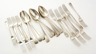 Lot 132 - A collected part service of silver Old English pattern flatware