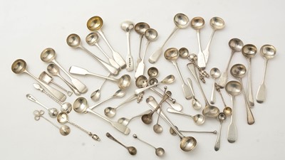 Lot 138 - A pair of Victorian silver salt spoons; and a quantity of assorted silver condiment spoons