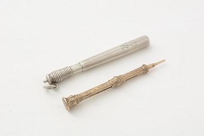 Lot 355 - A Victorian silver novelty telescopic pencil; and a smaller gold cased pencil