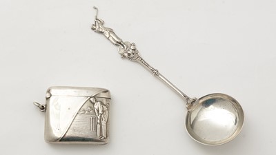 Lot 356 - An Edwardian silver vesta case; together with a silver spoon