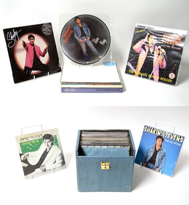 Lot 1028 - A collection of Shakin' Stevens LPs, foreign pressings, box sets, and 7" singles