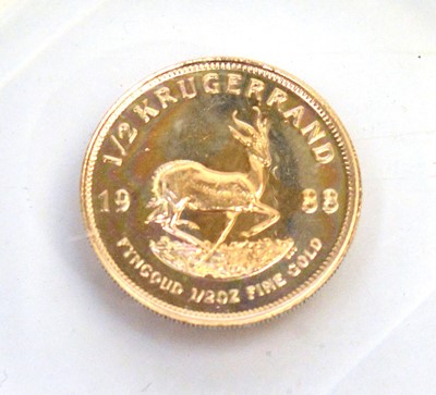 Lot 128 - A gold 1/2 krugerrand, 1988