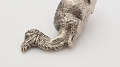 Lot 381 - An Edwardian silver novelty pin cushion in the form of a camel, and other items