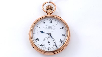 Lot 130 - A 9ct yellow gold cased open faced pocket watch