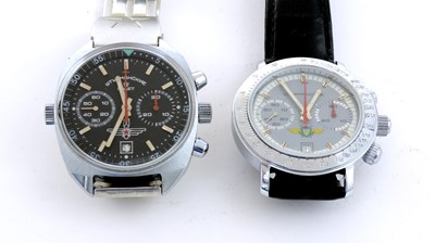 Lot 152 - Two Russian Sturmanskie Poljot steel cased manual chronograph wristwatches
