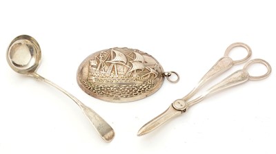 Lot 82 - A George IV North Country provincial silver toddy ladle; and other silver items