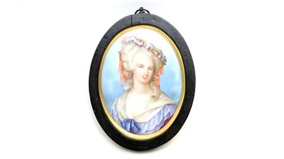 Lot 937 - Sevres style oval portrait plaque Marie Antoinette