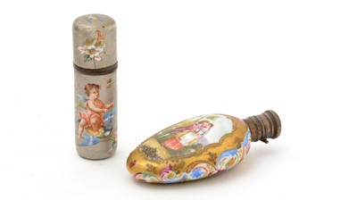 Lot 372 - A mid-18th century continental silver-mounted porcelain scent bottle; and one other