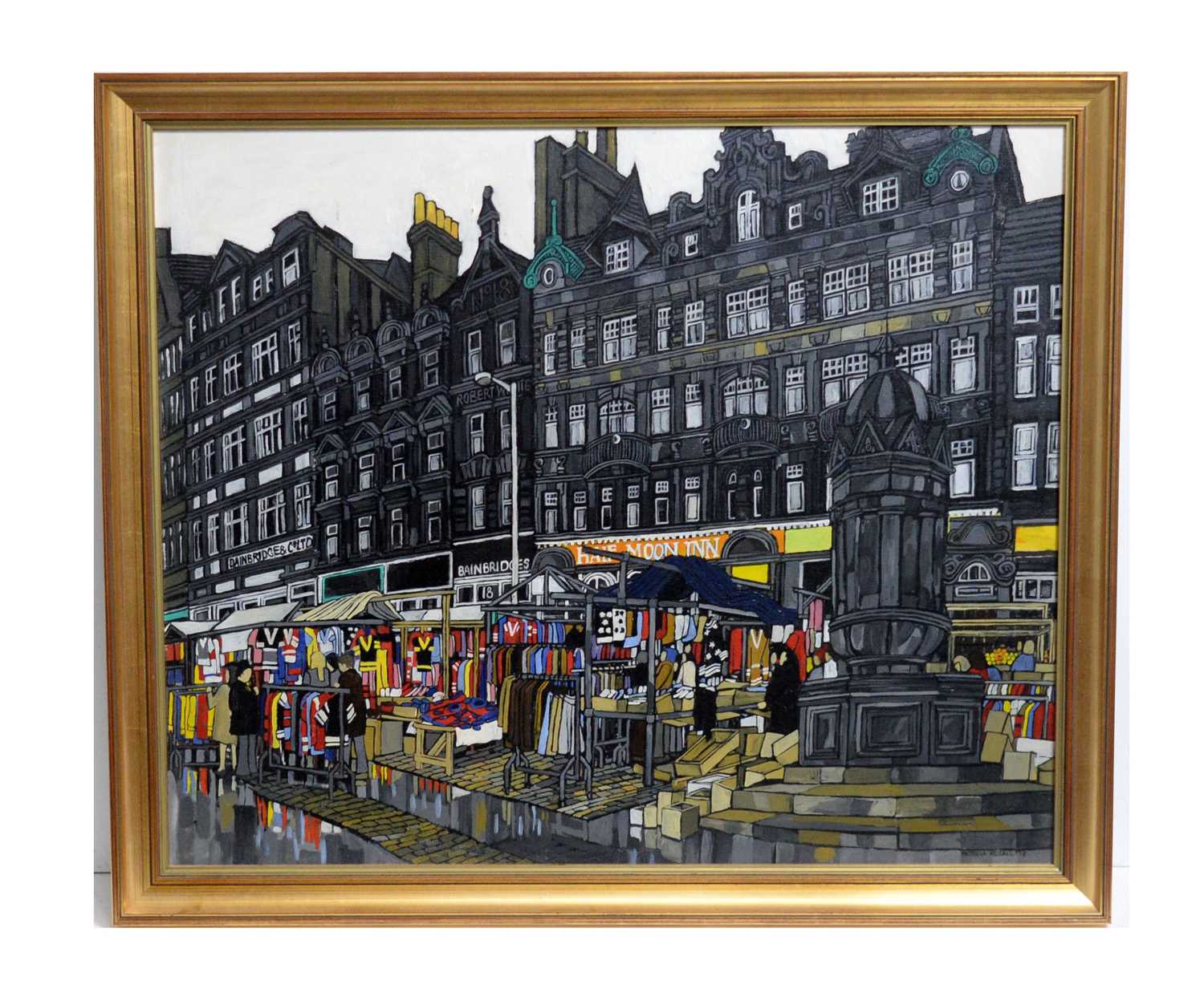 Lot 247 - Patricia Kelsall - Market Stall, Bigg Market, Newcastle | oil