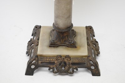 Lot 321 - A Victorian brass and alabaster oil lamp