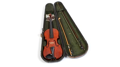 Lot 66A - A violin and two bows, in case