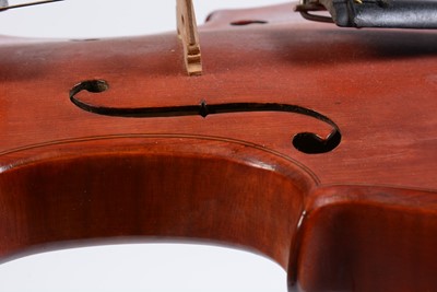 Lot 66 - A violin and two bows, in case