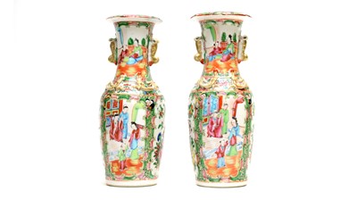 Lot 770 - Pair of Canton famille rose vases