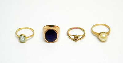 Lot 162 - Four 9ct yellow gold rings