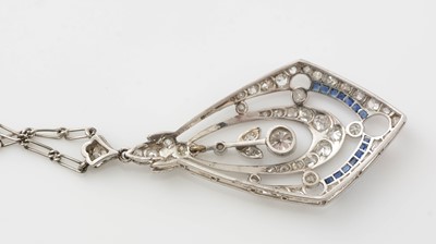 Lot 478 - A late 19th Century Belle Epoque sapphire and diamond pendant