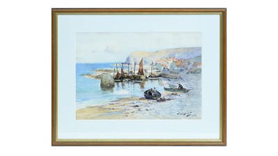 Lot 985 - Thomas Swift Hutton - Burnmouth Harbour | watercolour