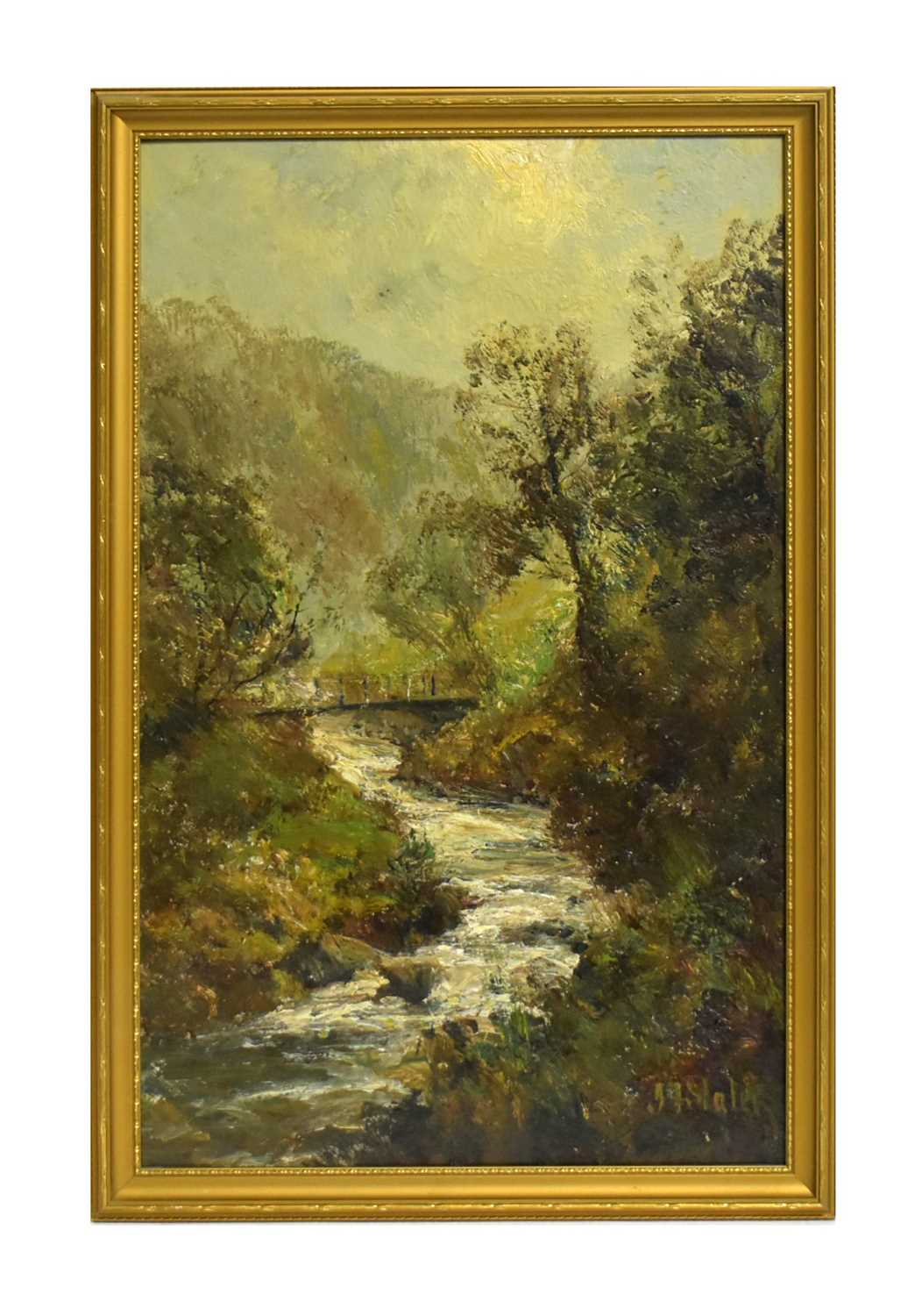 Lot 787 - John Falconar Slater - Blustery woodland view with serpentine stream | oil