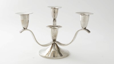 Lot 802 - A modern silver three branch candelabrum, by A.E. Jones