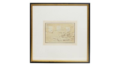 Lot 952 - Circle of William Powell Frith - Figures on a Beach | pen and ink