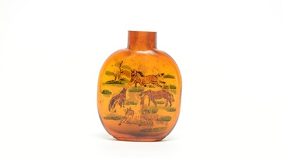 Lot 777 - Chinese interior painted amber glass snuff bottle