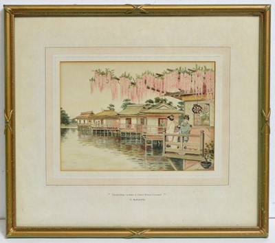 Lot 616 - J. Rands - Japanese Ladies in their River Houses | watercolour