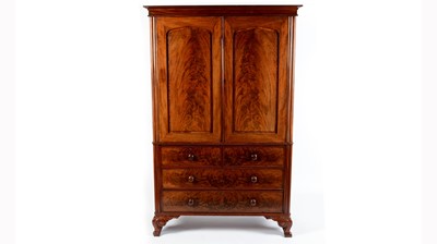 Lot 1308 - A large and impressive 19th Century mahogany linen press