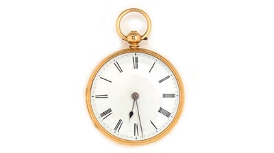 Lot 594 - An 18ct yellow gold cased open-faced pocket watch