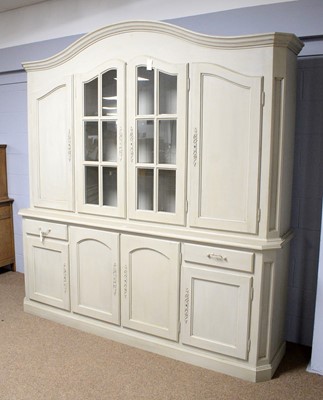 Lot 22 - A large French dresser painted in a chalk grey colourway