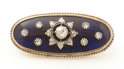 Lot 470 - A 19th Century diamond and blue enamel brooch
