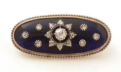 Lot 470 - A 19th Century diamond and blue enamel brooch