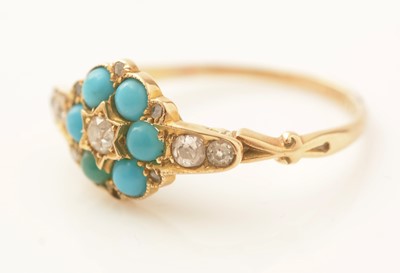 Lot 472 - An Edwardian diamond and turquoise cluster ring