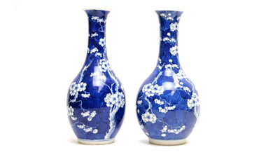 Lot 763 - Pair Chinese blue and white bottle vases