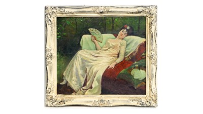 Lot 1074 - Gaston La Touche - Reclining in the Garden | oil