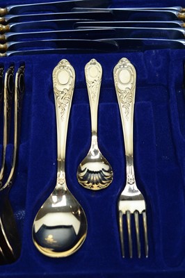 Lot 325 - A cased set of German Bestecke Aus Solingen 24 carat gold plated cutlery