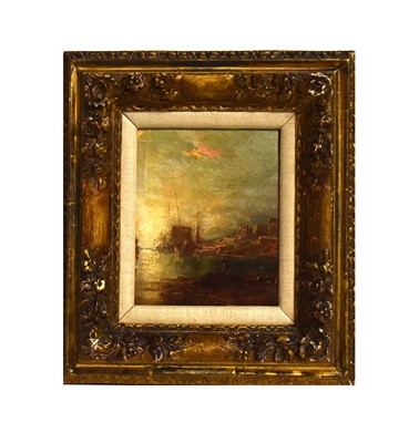 Lot 780 - 19th Century Continental - Dusk Harbour View | oil