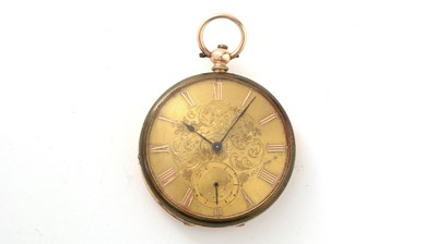 Lot 752 - A 14ct yellow gold cased open faced pocket watch