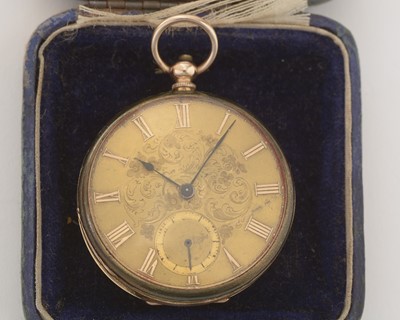 Lot 752 - A 14ct yellow gold cased open faced pocket watch