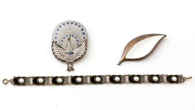 Lot 455 - Silver and enamel jewellery