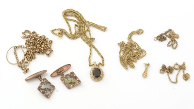 Lot 921 - Two 9ct yellow gold necklaces; and other jewellery