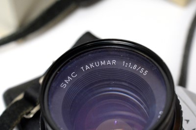 Lot 805 - A Pentax Spotmatic F camera fitted a Takumar...