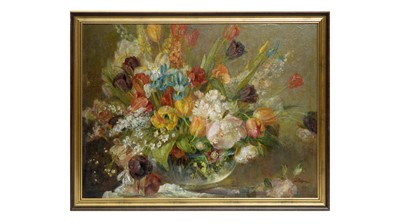 Lot 667 - Thomas William Pattison - Spring Flowers | oil