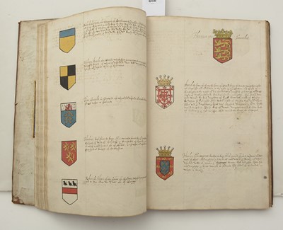 Lot 656 - A Manuscript album of Heraldry by Clarenceux King of Arms; and a watercolour and a pencil sketch