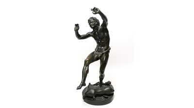 Lot 403 - After Eugene-Louis Lequesne: The Dancing Faun, bronze