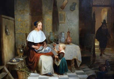 Lot 1039 - Willem Linnig - Proffering Flowers | oil